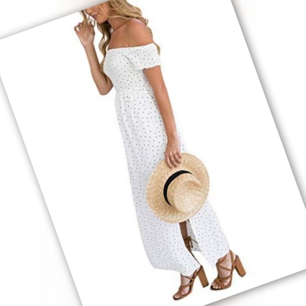 Boho Off Shoulder Long Split Maxi - Picture 3 of 8